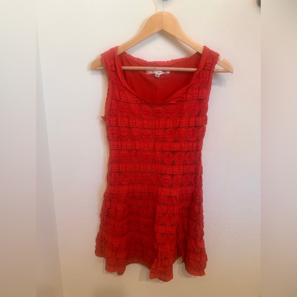Max Studio Women’s Vibrant Red/Orange Lace Dress